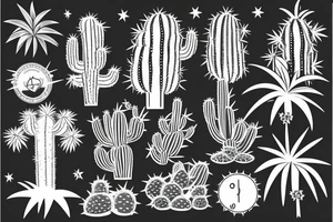 Pine tree, palm tree, cactus in a diamond. tattoo idea