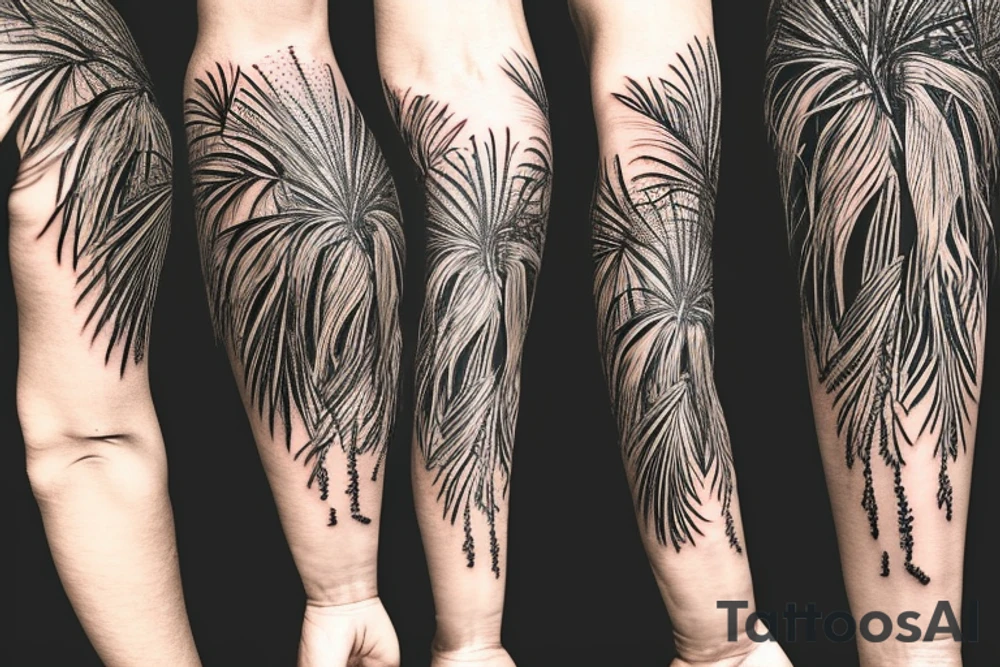 Pine tree, palm tree, cactus in a diamond. tattoo idea