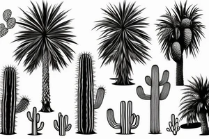 Pine tree, palm tree, cactus in a diamond. tattoo idea