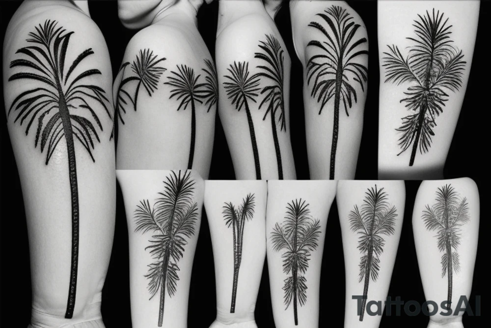 Pine tree, palm tree, cactus in a diamond. tattoo idea