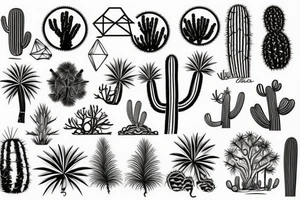 Pine tree, palm tree, cactus, in a diamond. tattoo idea
