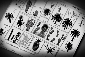 Pine tree, palm tree, cactus, in a diamond. tattoo idea