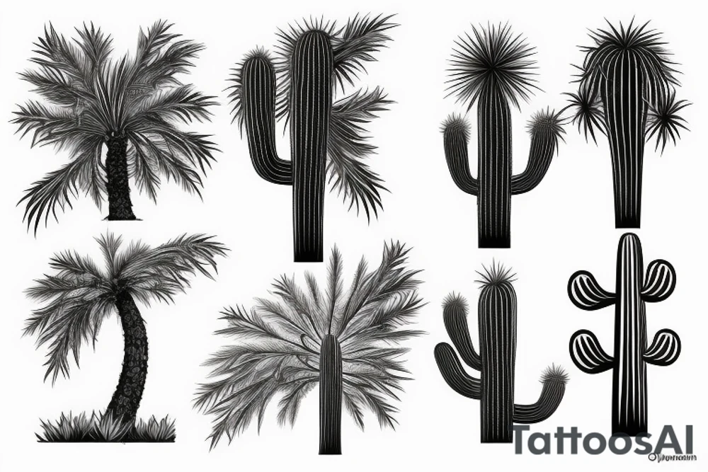 Pine tree, palm tree, cactus, in a diamond. tattoo idea