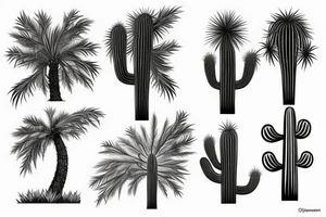 Pine tree, palm tree, cactus, in a diamond. tattoo idea