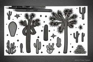 Pine tree, palm tree, cactus, in a diamond. tattoo idea