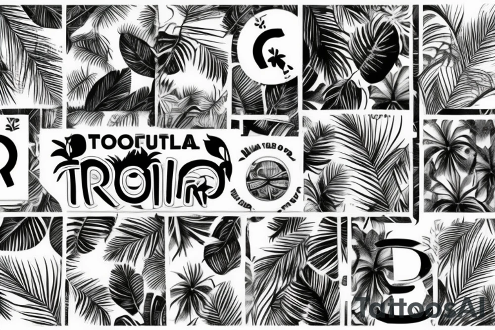 The letters R and D in a tropical look tattoo idea