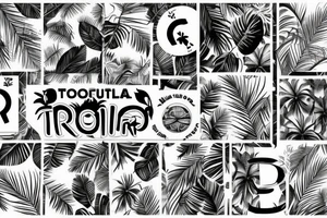 The letters R and D in a tropical look tattoo idea