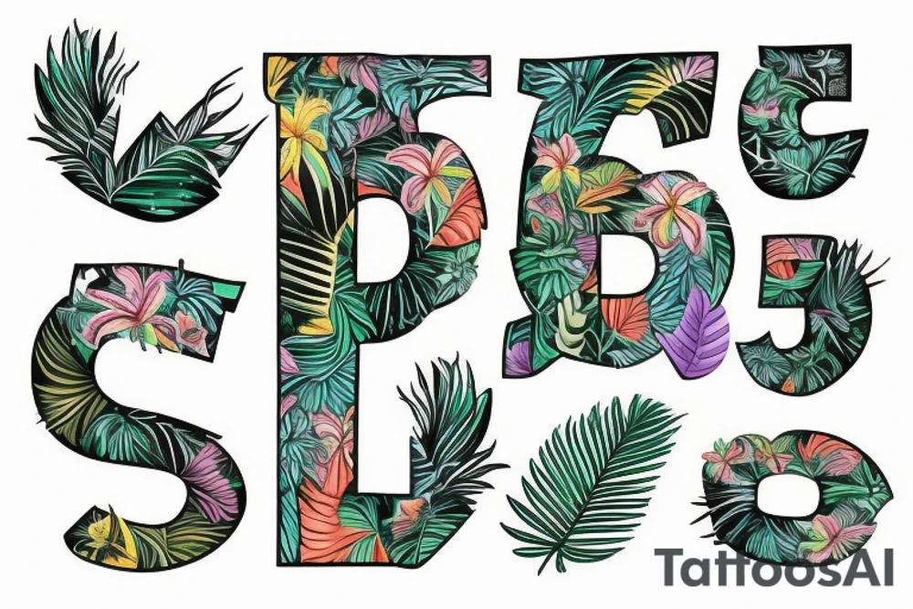 The letters R and D in a color
tropical look by tattoo idea