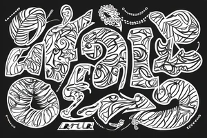 The letters R and D combined together 
 in a color
 tropical look tattoo idea