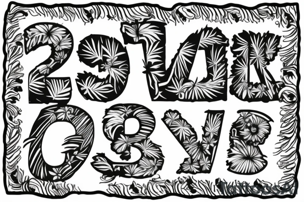 The letters R and D combined together
in a color
tropical look tattoo idea
