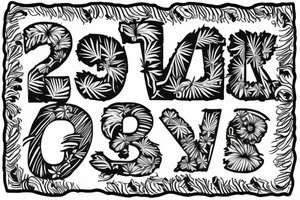 The letters R and D combined together 
 in a color
 tropical look tattoo idea