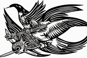 has a swallow, samurai sword, shellback for crossing the line tattoo idea