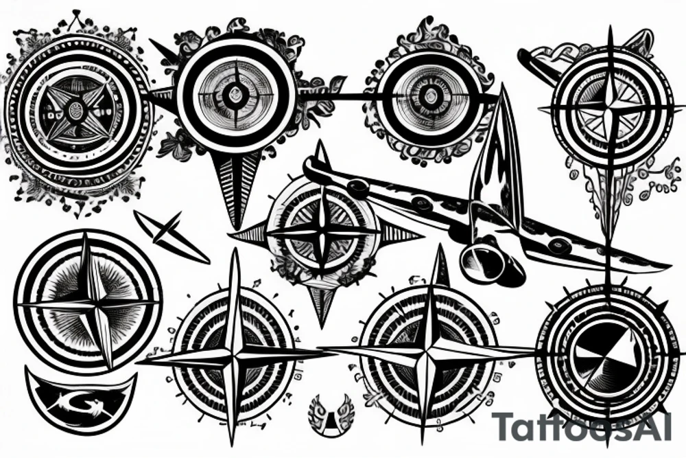 Compass with planes tattoo idea