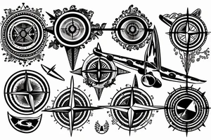 Compass with planes tattoo idea