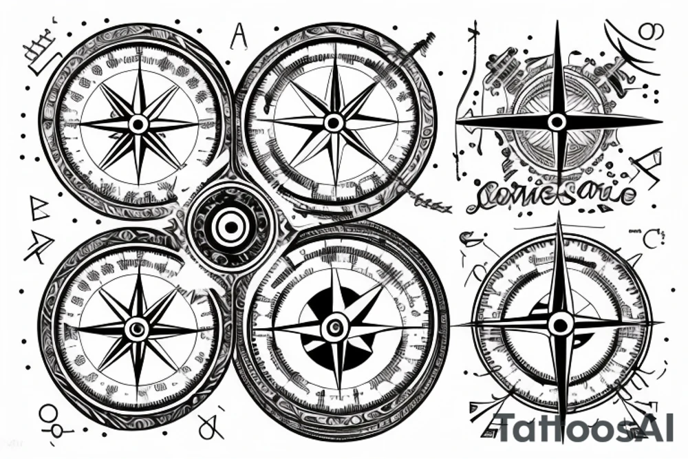 Compass lifeline and plane tattoo idea