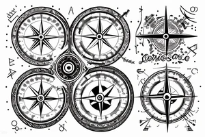 Compass lifeline and plane tattoo idea