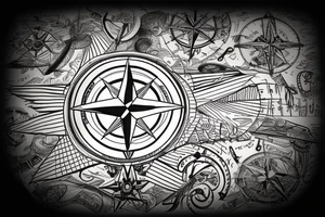 Compass lifeline and plane tattoo idea