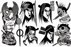 samurai battling inner demons tattoo idea