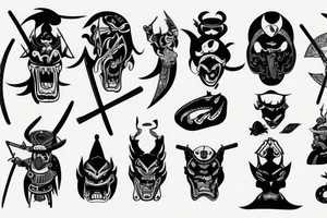 samurai battling inner demons tattoo idea