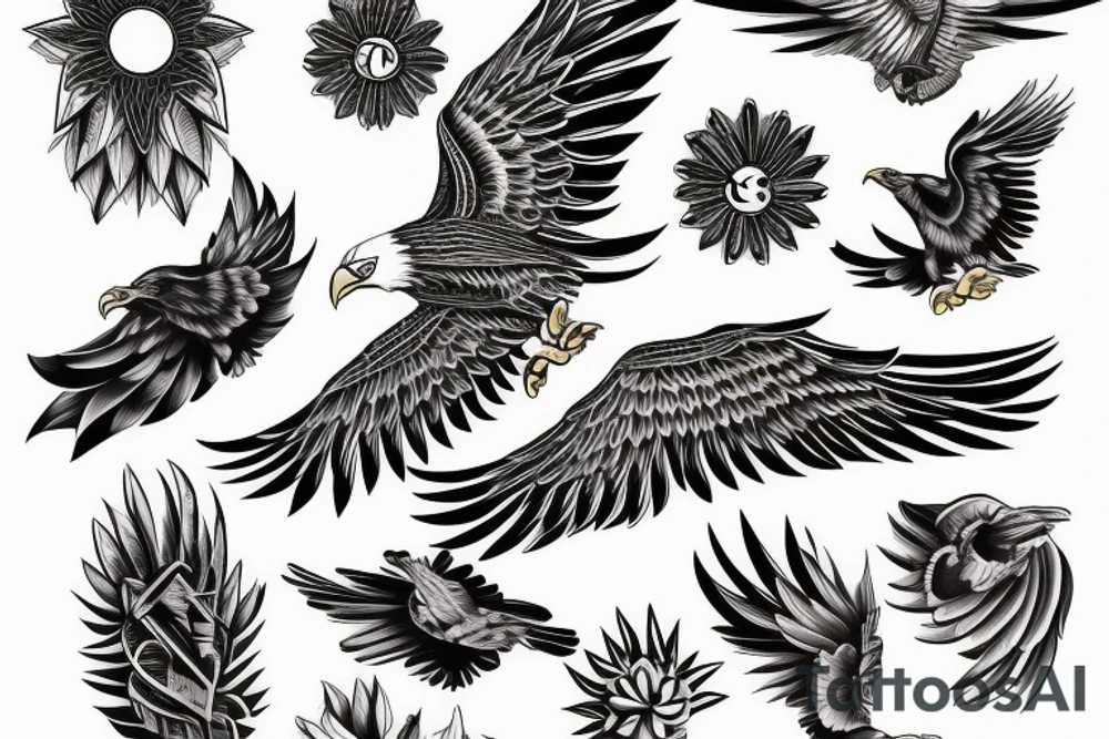 Eagle in sunny sky tattoo idea