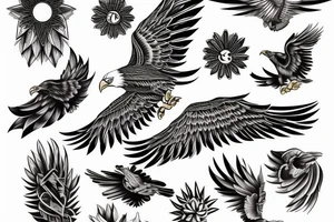 Eagle in sunny sky tattoo idea