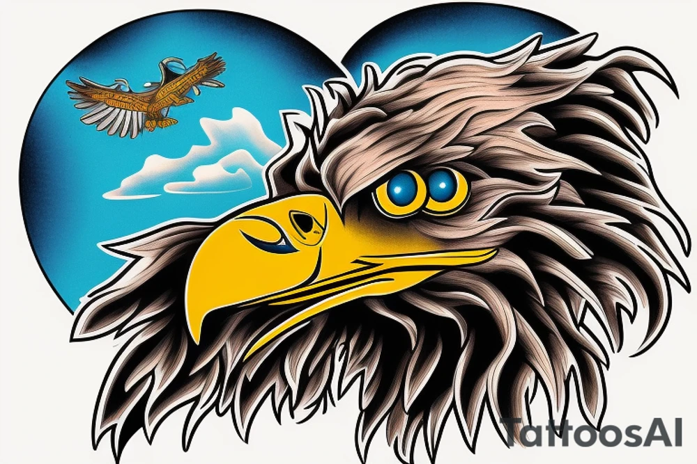 Eagle in sunny sky tattoo idea