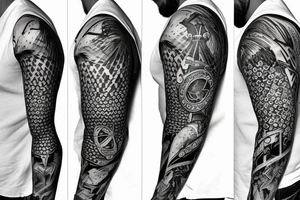 posiden and ship sleeve tattoo idea