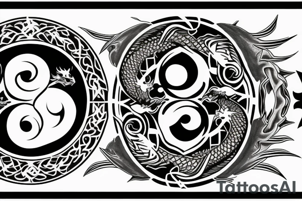 Dragon eating a yin yang tattoo idea