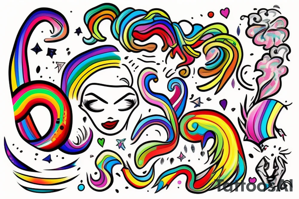 Person crying rainbow paint tattoo idea