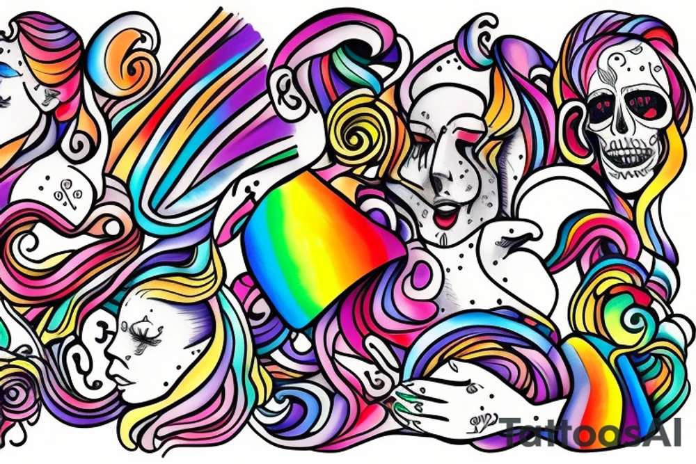 Person crying rainbow paint tattoo idea
