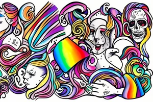 Person crying rainbow paint tattoo idea