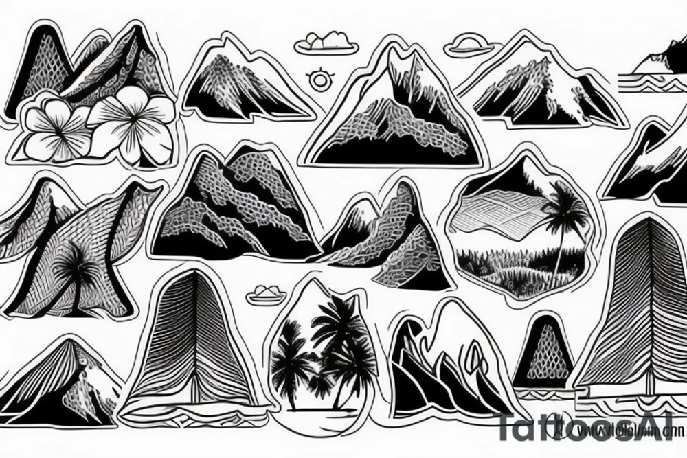 Hawaii theme including mountains and the ocean tattoo idea