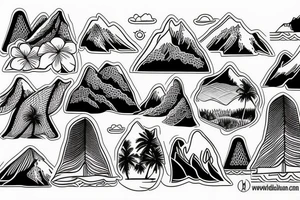 Hawaii theme including mountains and the ocean tattoo idea