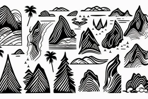 Hawaii theme including mountains and the ocean tattoo idea