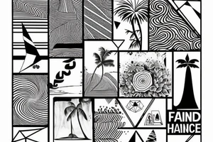 Fine line, Hawaii theme, framed within a triangle tattoo idea
