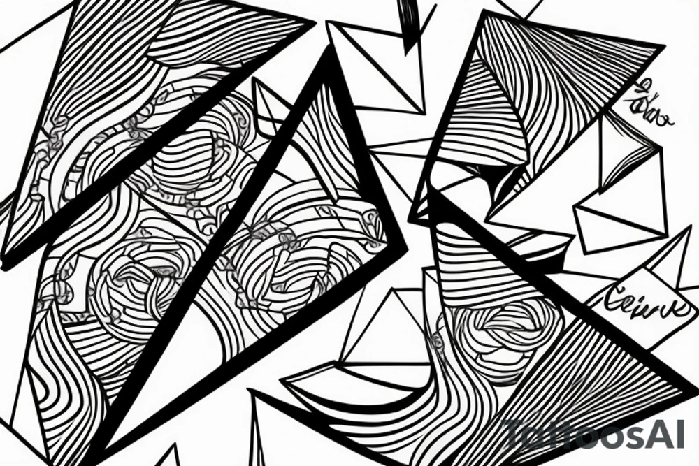 Fine line, Hawaii theme, framed within a triangle tattoo idea