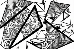 Fine line, Hawaii theme, framed within a triangle tattoo idea