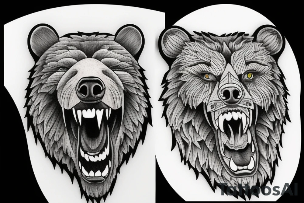 a bear roaring tattoo idea
