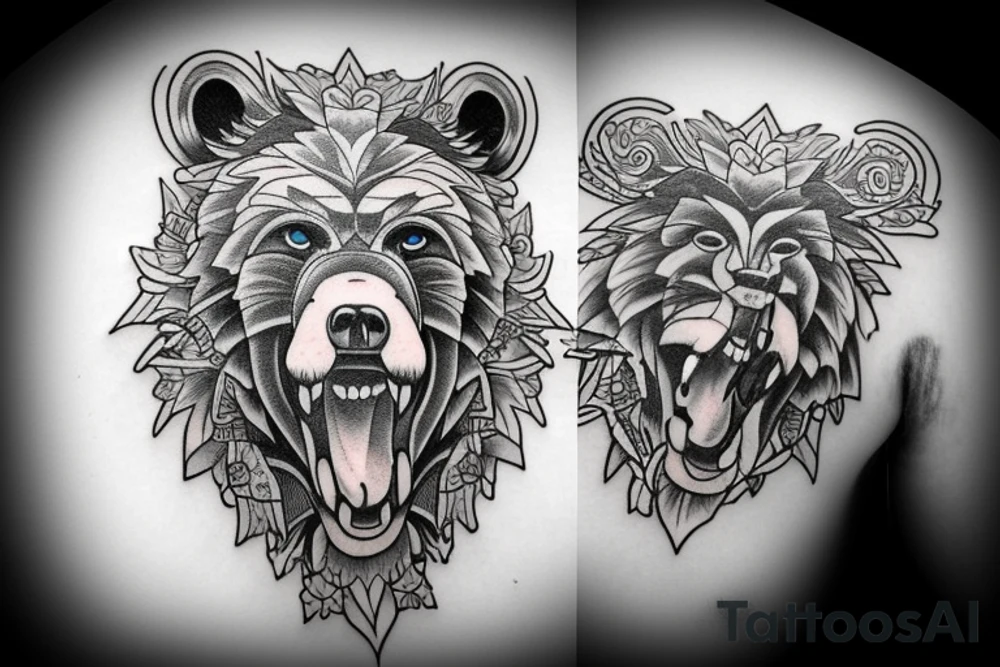 a bear roaring tattoo idea