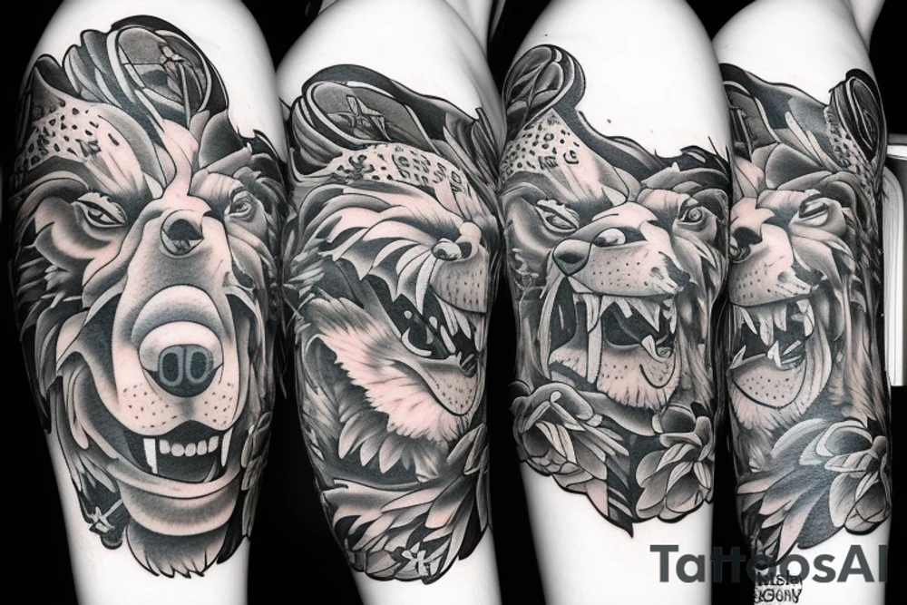 a bear roaring tattoo idea