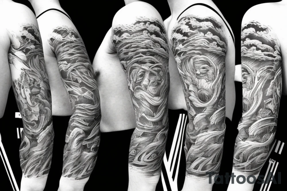 people surfing clouds tattoo idea