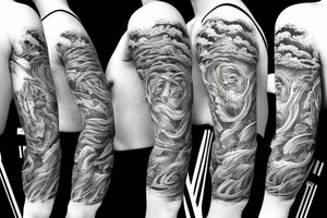people surfing clouds tattoo idea