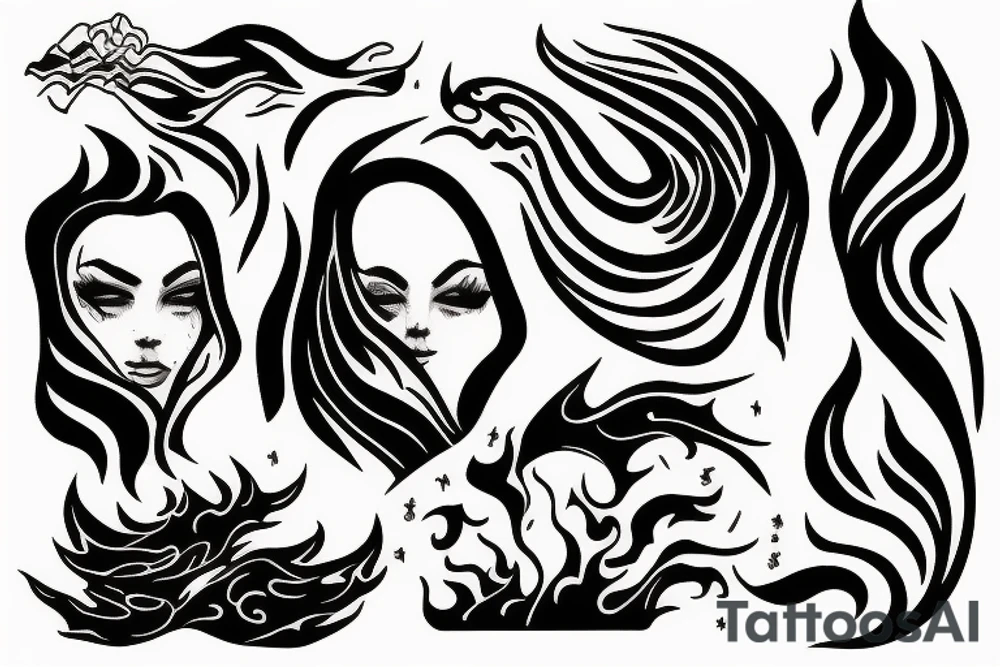 fire engulfing water tattoo idea