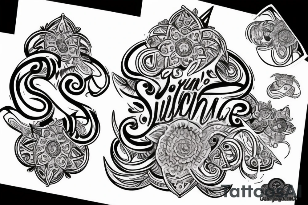 Subhendu name and fully water colar tattoo idea