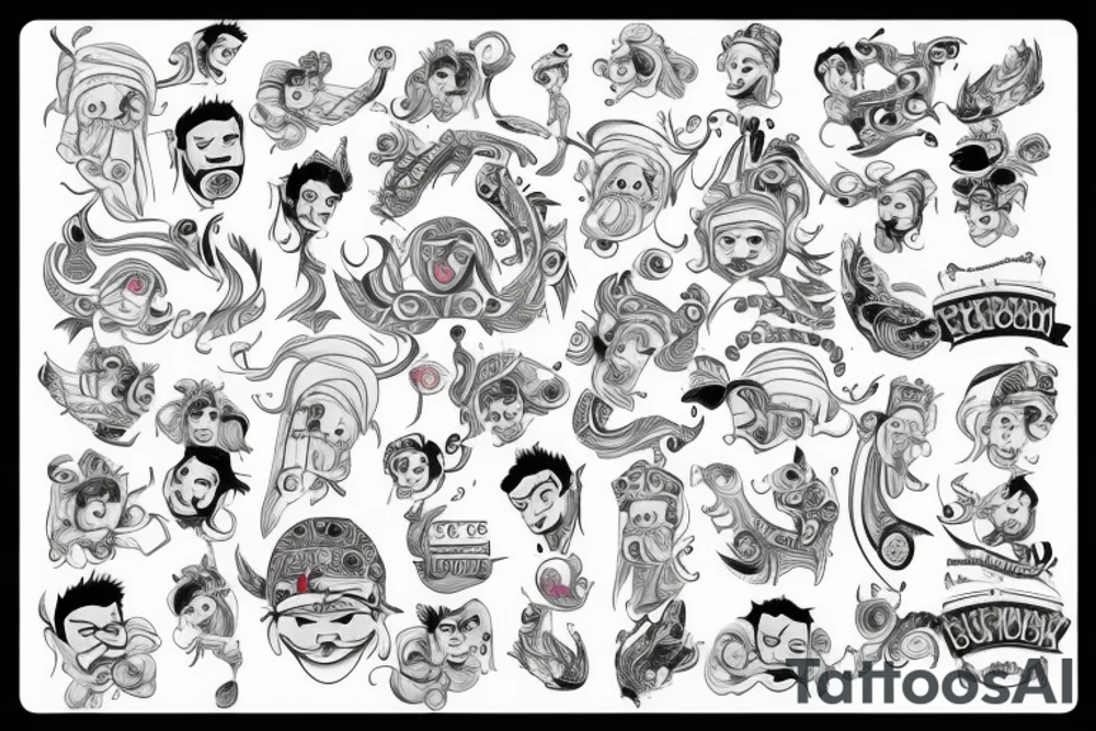 Subhendu name and fully water colar tattoo idea