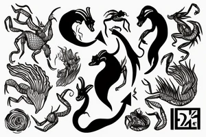 Goat mermaid, scorpion, libra scale tattoo idea