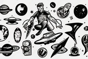 a guy jumping off a planet tattoo idea