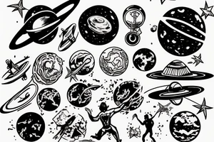 a guy jumping off a planet tattoo idea