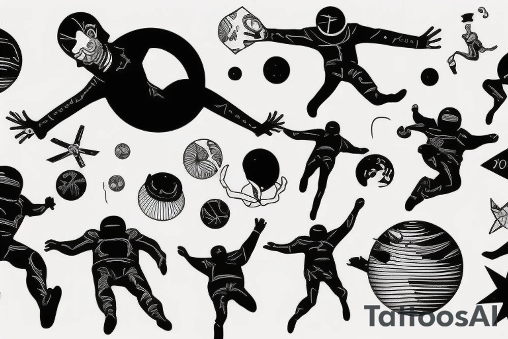 a guy jumping off a planet tattoo idea