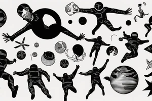 a guy jumping off a planet tattoo idea
